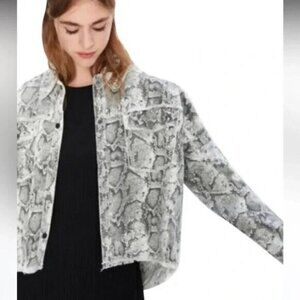 Zara Womens Shaket Oversized Snake Animal Print 100% Cotton Studs Size S Pockets